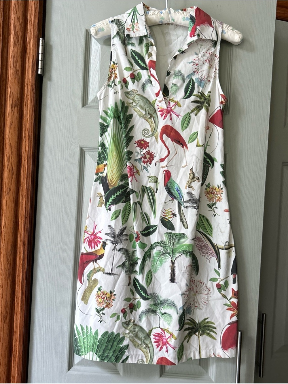 Vilagallo Jungle Tropical Print Sleeveless Dress  US 6 Portugal  Euro 38 Cotton